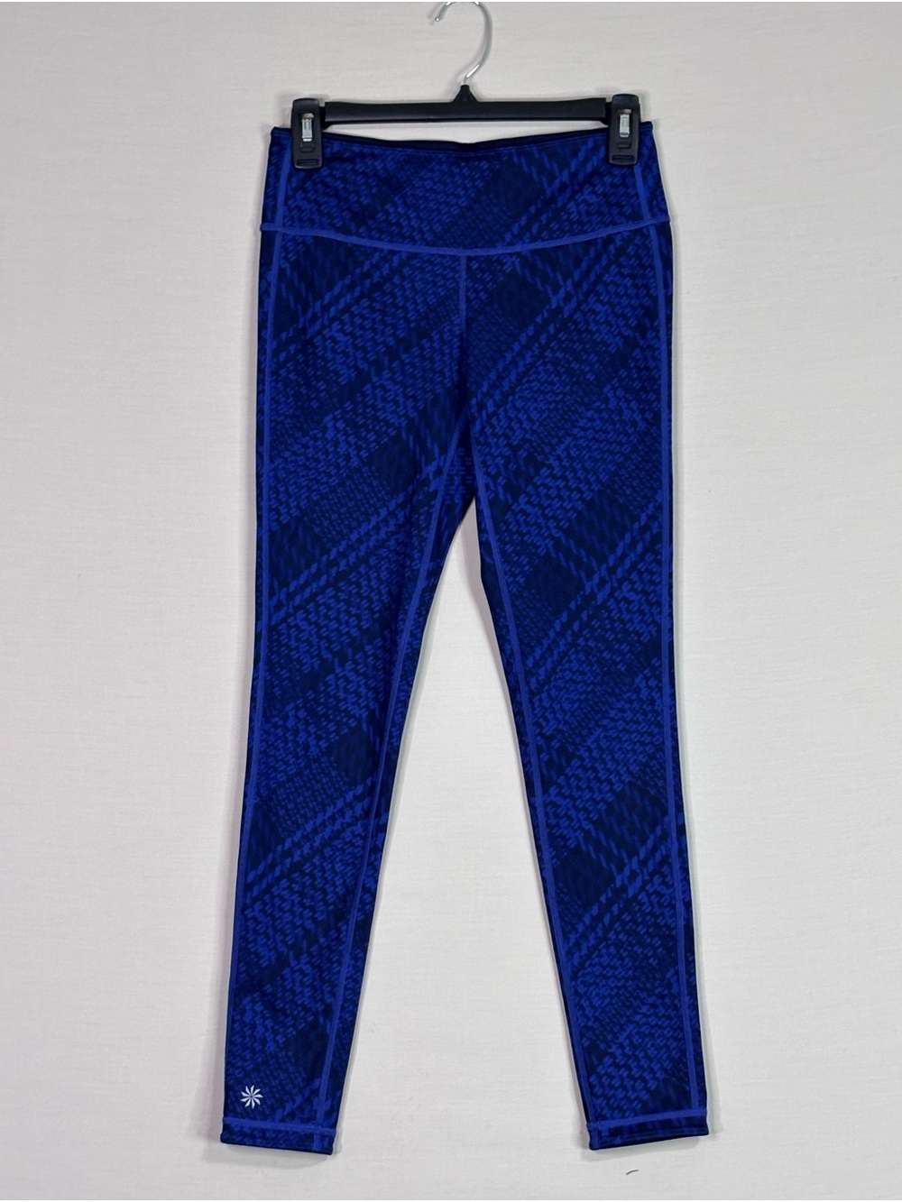 Athleta Reversible Blue Leggings Print Solid Yoga Gym Stretch Pants